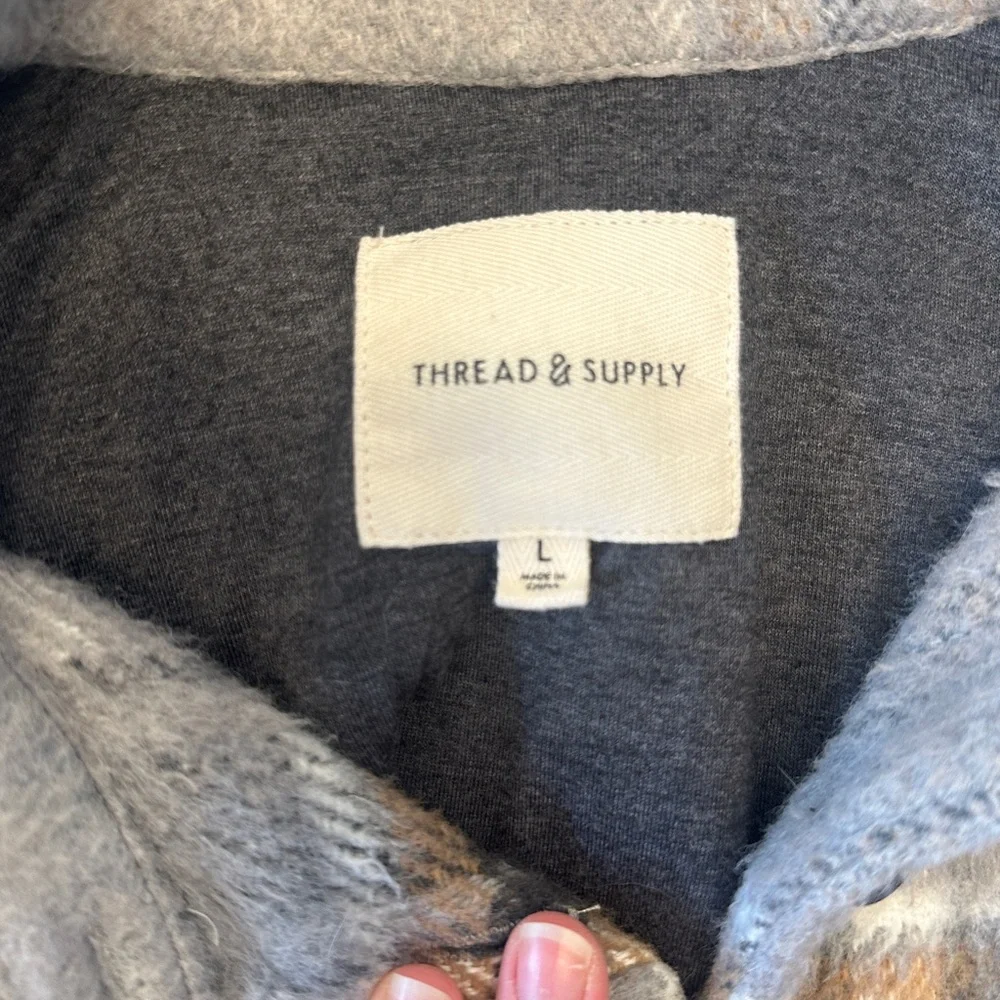 Thread & Supply Gray and Brown Plaid Flannel Shirt